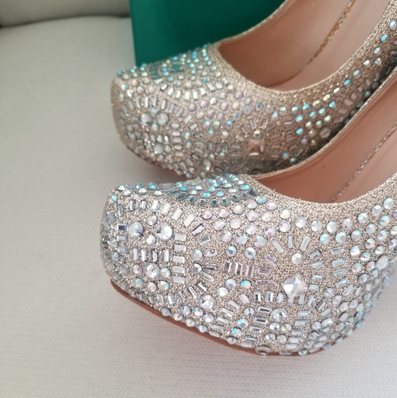 Lauren Lorraine Golden Nude Vanna 2 Platforms NWT - Picture 6 of 13